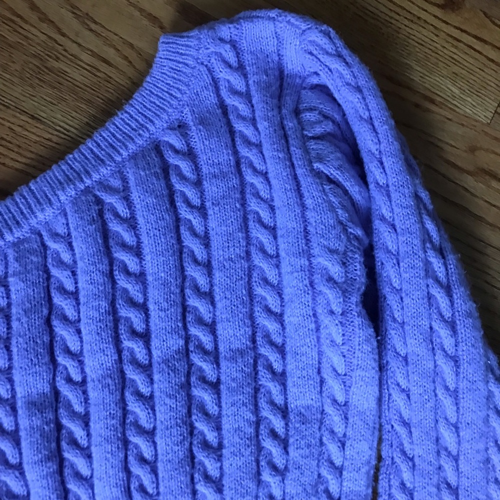 One-Shoulder Cable Knit Sweater - Purple - Picture 2 of 3
